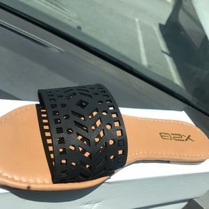 Black slide sandals